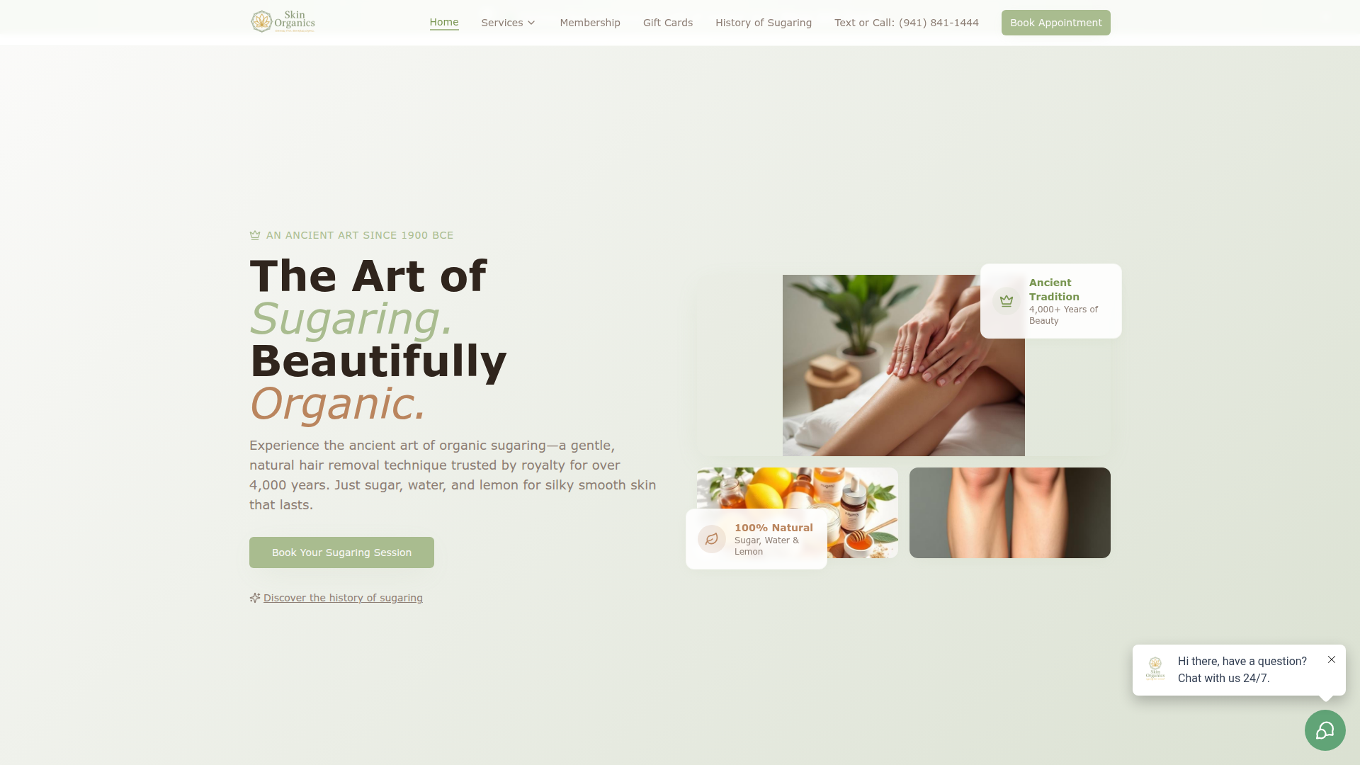 Skin Organics Sugaring website